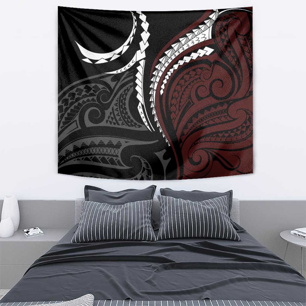 Polynesian Oxblood Line Art Tribal Tattoo Tapestry LT9 - Polynesian Pride