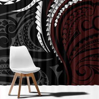 Polynesian Oxblood Line Art Tribal Tattoo Window Curtain LT9 - Polynesian Pride