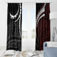 Polynesian Oxblood Line Art Tribal Tattoo Window Curtain LT9 - Polynesian Pride