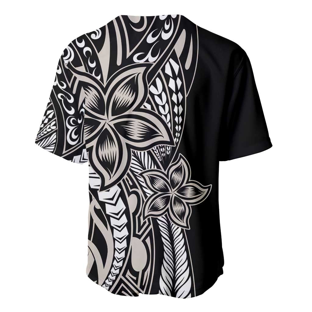 Polynesian Plumeria Floral Tattoo Pattern Baseball Jersey Beige Style LT9 - Polynesian Pride