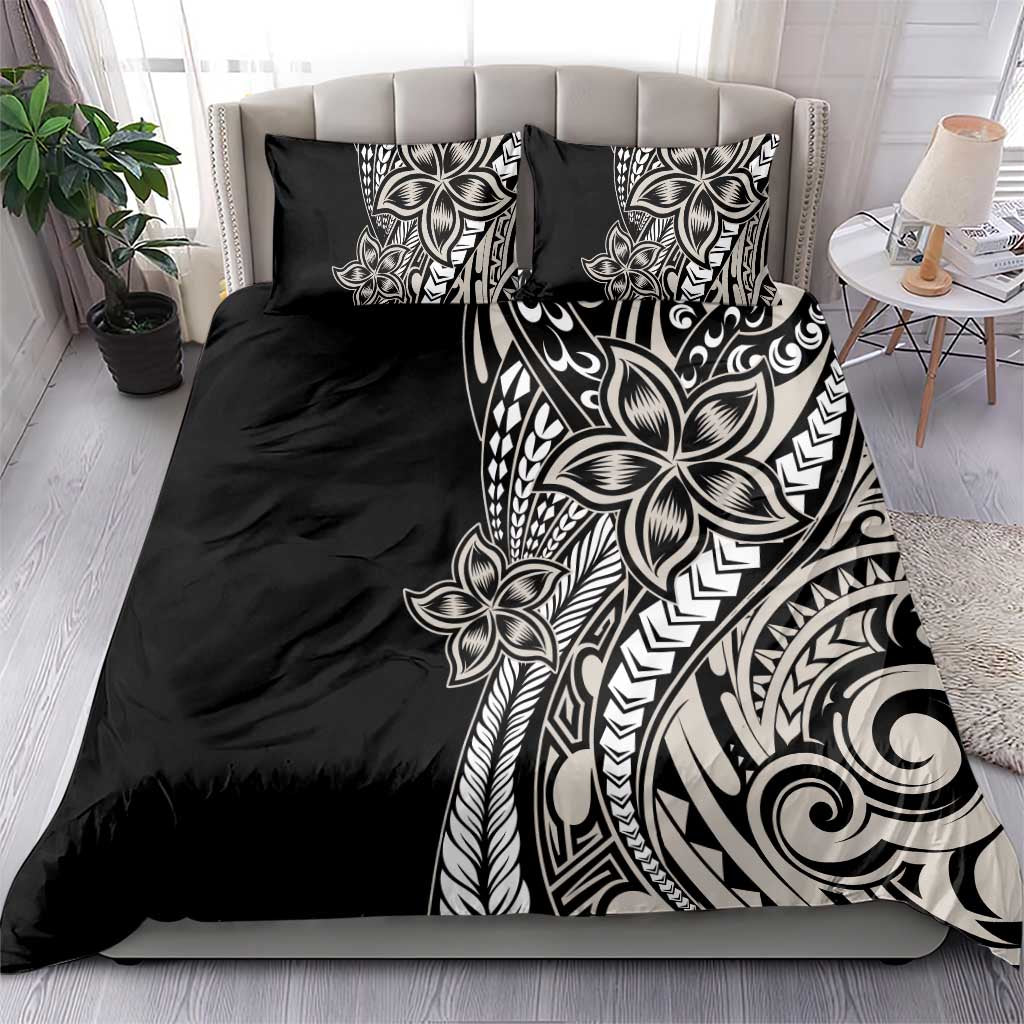 Polynesian Plumeria Floral Tattoo Pattern Bedding Set Beige Style LT9 - Polynesian Pride