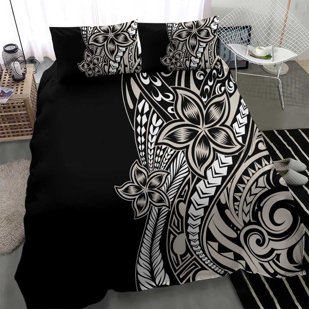 Polynesian Plumeria Floral Tattoo Pattern Bedding Set Beige Style LT9 - Polynesian Pride