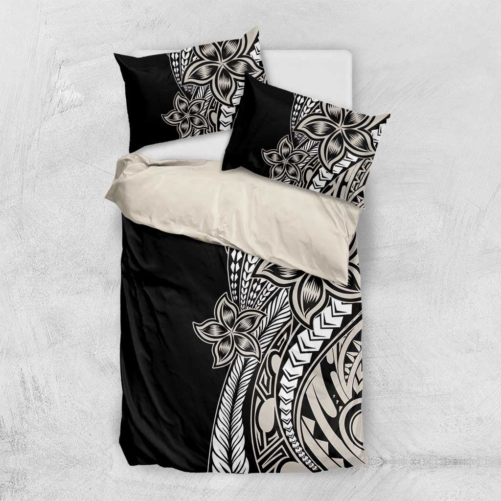 Polynesian Plumeria Floral Tattoo Pattern Bedding Set Beige Style LT9 US Twin 172cm x 218cm Beige - Polynesian Pride