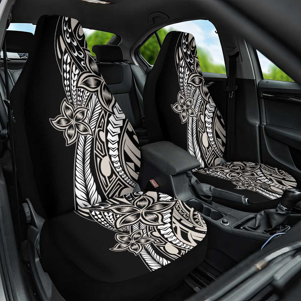 Polynesian Plumeria Floral Tattoo Pattern Car Seat Cover Beige Style LT9 One Size Beige - Polynesian Pride