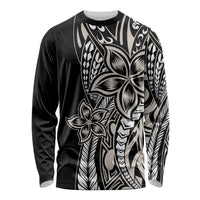 Polynesian Plumeria Floral Tattoo Pattern Long Sleeve Shirt Beige Style LT9 Unisex Beige - Polynesian Pride