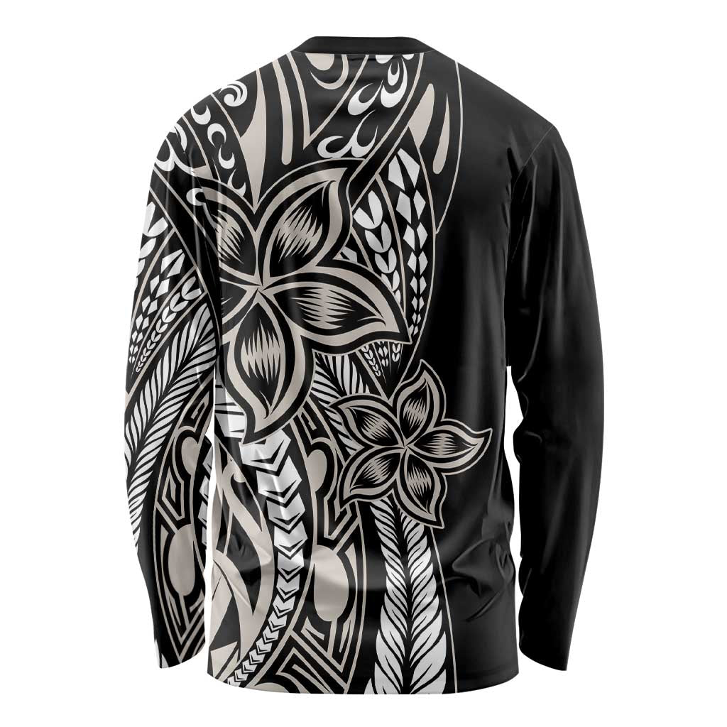 Polynesian Plumeria Floral Tattoo Pattern Long Sleeve Shirt Beige Style LT9 - Polynesian Pride