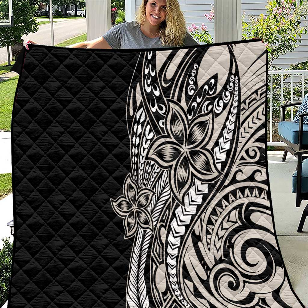 Polynesian Plumeria Floral Tattoo Pattern Quilt Beige Style LT9 Beige - Polynesian Pride