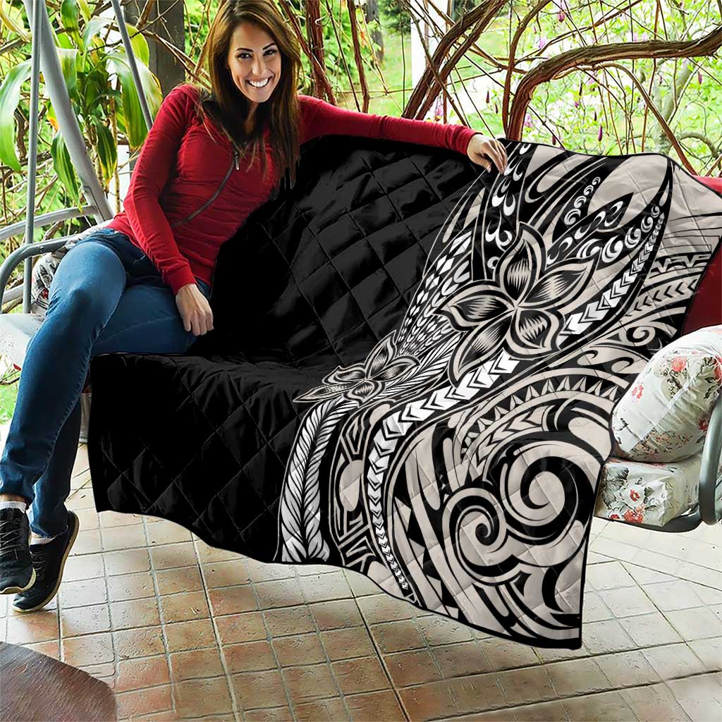 Polynesian Plumeria Floral Tattoo Pattern Quilt Beige Style LT9 - Polynesian Pride