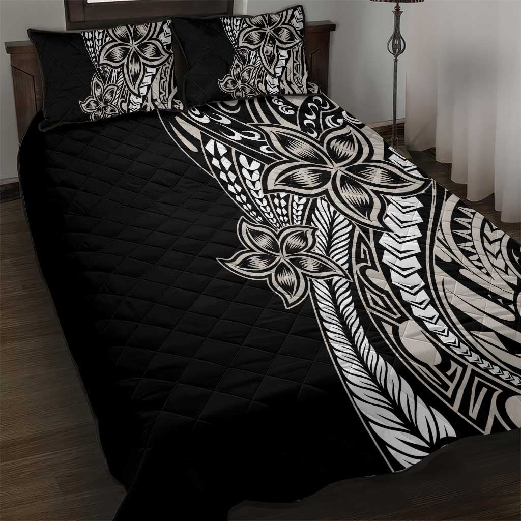 Polynesian Plumeria Floral Tattoo Pattern Quilt Bed Set Beige Style LT9 Beige - Polynesian Pride