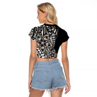 Polynesian Plumeria Floral Tattoo Pattern Raglan Cropped T Shirt Beige Style LT9 - Polynesian Pride