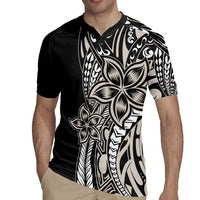 Polynesian Plumeria Floral Tattoo Pattern Rugby Jersey Beige Style LT9 - Polynesian Pride