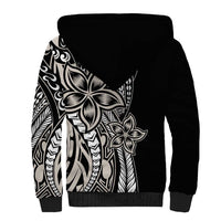 Polynesian Plumeria Floral Tattoo Pattern Sherpa Hoodie Beige Style LT9 - Polynesian Pride