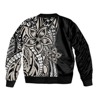 Polynesian Plumeria Floral Tattoo Pattern Sleeve Zip Bomber Jacket Beige Style LT9 - Polynesian Pride