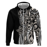Polynesian Plumeria Floral Tattoo Pattern Zip Hoodie Beige Style LT9 Zip Hoodie Beige - Polynesian Pride