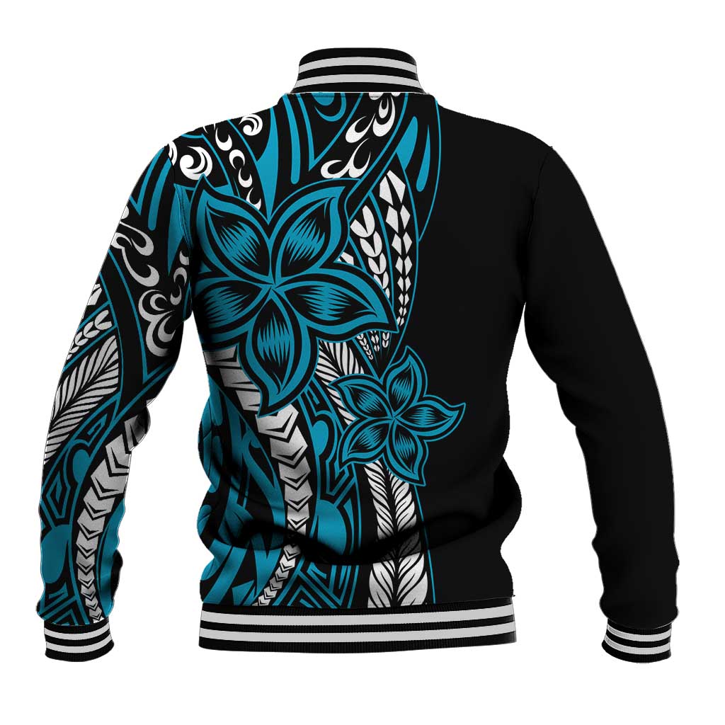 Polynesian Plumeria Floral Tattoo Pattern Baseball Jacket Blue Style LT9 - Polynesian Pride