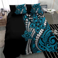 Polynesian Plumeria Floral Tattoo Pattern Bedding Set Blue Style LT9 - Polynesian Pride