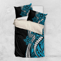 Polynesian Plumeria Floral Tattoo Pattern Bedding Set Blue Style LT9 US Twin 172cm x 218cm Blue - Polynesian Pride