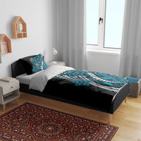 Polynesian Plumeria Floral Tattoo Pattern Bedding Set Blue Style LT9 - Polynesian Pride