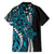 Polynesian Plumeria Floral Tattoo Pattern Family Matching Off Shoulder Maxi Dress and Hawaiian Shirt Bllue Style