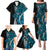 Polynesian Plumeria Floral Tattoo Pattern Family Matching Puletasi and Hawaiian Shirt Bllue Style