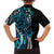 Polynesian Plumeria Floral Tattoo Pattern Family Matching Short Sleeve Bodycon Dress and Hawaiian Shirt Bllue Style