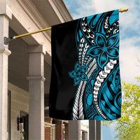 Polynesian Plumeria Floral Tattoo Pattern Garden Flag Blue Style LT9 House Flag Blue - Polynesian Pride
