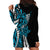 Polynesian Plumeria Floral Tattoo Pattern Hoodie Dress Bllue Style