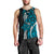 Polynesian Plumeria Floral Tattoo Pattern Men Tank Top Bllue Style