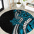 Polynesian Plumeria Floral Tattoo Pattern Round Carpet Blue Style