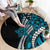 Polynesian Plumeria Floral Tattoo Pattern Round Carpet Blue Style