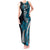 Polynesian Plumeria Floral Tattoo Pattern Tank Maxi Dress Bllue Style