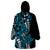 Polynesian Plumeria Floral Tattoo Pattern Wearable Blanket Hoodie Bllue Style