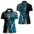 Polynesian Plumeria Floral Tattoo Pattern Women Polo Shirt Bllue Style