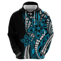 Polynesian Plumeria Floral Tattoo Pattern Zip Hoodie Blue Style LT9 - Polynesian Pride