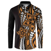 Polynesian Plumeria Floral Tattoo Pattern Button Sweatshirt Gold Style LT9 Gold - Polynesian Pride