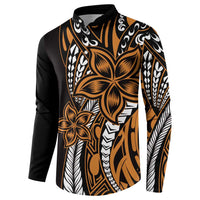 Polynesian Plumeria Floral Tattoo Pattern Button Sweatshirt Gold Style LT9 - Polynesian Pride