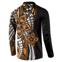 Polynesian Plumeria Floral Tattoo Pattern Button Sweatshirt Gold Style LT9 - Polynesian Pride