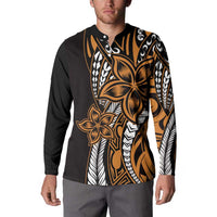 Polynesian Plumeria Floral Tattoo Pattern Button Sweatshirt Gold Style LT9 - Polynesian Pride