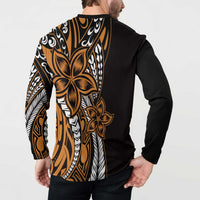 Polynesian Plumeria Floral Tattoo Pattern Button Sweatshirt Gold Style LT9 - Polynesian Pride