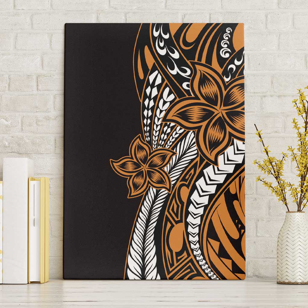 Polynesian Plumeria Floral Tattoo Pattern Canvas Wall Art Gold Style LT9 Without Frame Gold - Polynesian Pride