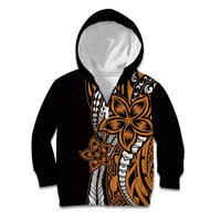 Polynesian Plumeria Floral Tattoo Pattern Kid Hoodie Gold Style LT9 Zip Hoodie Gold - Polynesian Pride