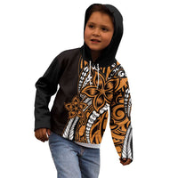 Polynesian Plumeria Floral Tattoo Pattern Kid Hoodie Gold Style LT9 - Polynesian Pride