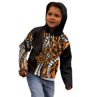 Polynesian Plumeria Floral Tattoo Pattern Kid Hoodie Gold Style LT9 - Polynesian Pride