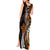 Polynesian Plumeria Floral Tattoo Pattern Tank Maxi Dress Gold Style