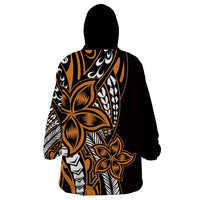 Polynesian Plumeria Floral Tattoo Pattern Wearable Blanket Hoodie Gold Style LT9 - Polynesian Pride