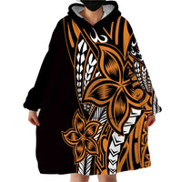 Polynesian Plumeria Floral Tattoo Pattern Wearable Blanket Hoodie Gold Style LT9 - Polynesian Pride