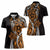 Polynesian Plumeria Floral Tattoo Pattern Women Polo Shirt Gold Style