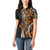 Polynesian Plumeria Floral Tattoo Pattern Women Polo Shirt Gold Style