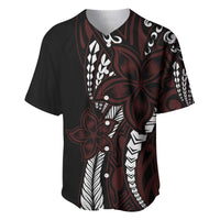 Polynesian Plumeria Floral Tattoo Pattern Baseball Jersey Oxblood Style LT9 Oxblood - Polynesian Pride