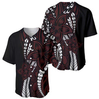 Polynesian Plumeria Floral Tattoo Pattern Baseball Jersey Oxblood Style LT9 - Polynesian Pride